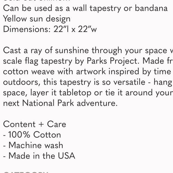 NWOT Parks Project Sun Flag Tapestry/ Bandana - Picture 3 of 4